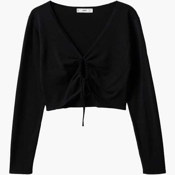 Mango Furio Tie Detail Cropped Jumper - Picture 2 of 3